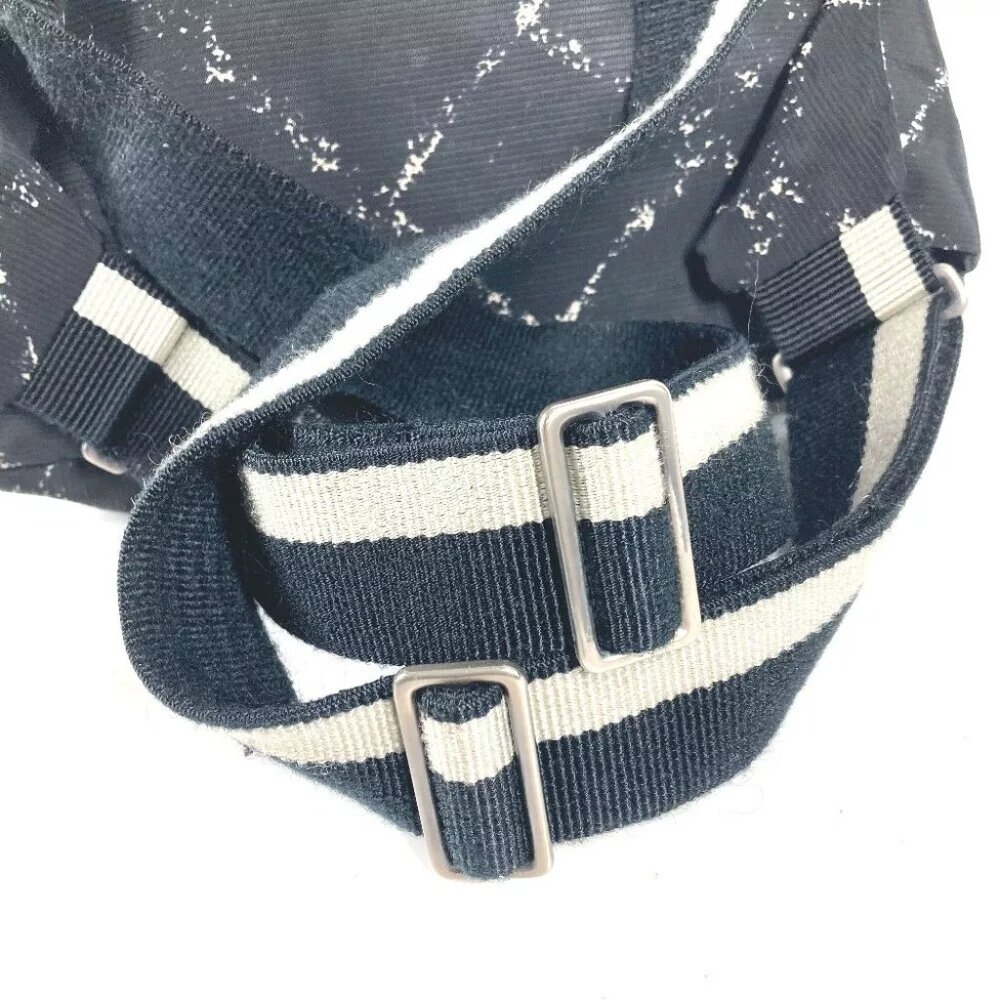 CHANEL Old travel line backpack bag Backpack Nylon Black/White - Picture 14 of 14